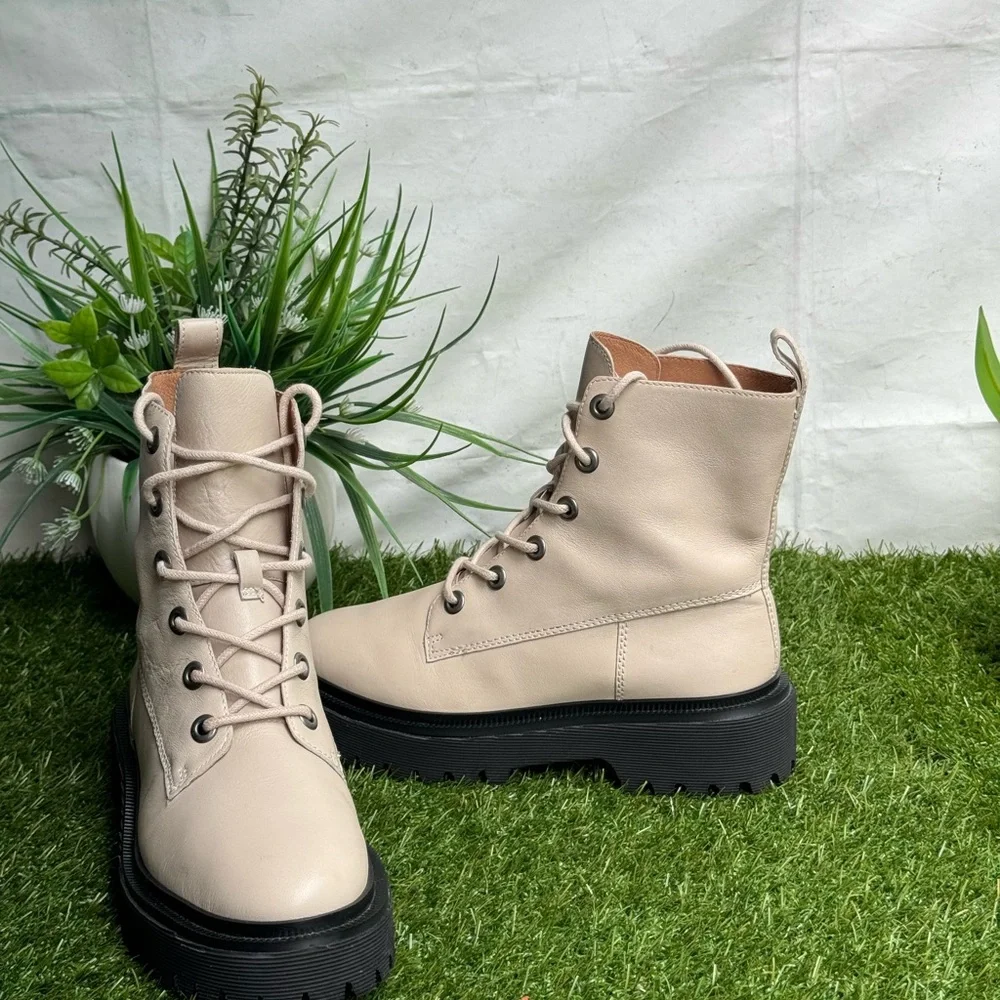 Madewell Rayna Lace-up Lug sole boots I leather - harvest moon Size 6.5 - Picture 6 of 12